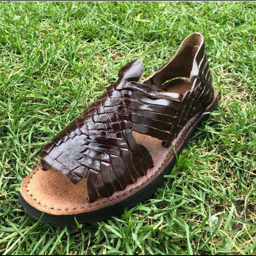 Men’s Mexican Artisanal brown leather huarache sandal Pachuco Cafe